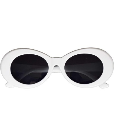 Bold Retro Oval Mod Thick Frame Sunglasses Round Lens Clout Glasses Goggles White $5.87 Oval