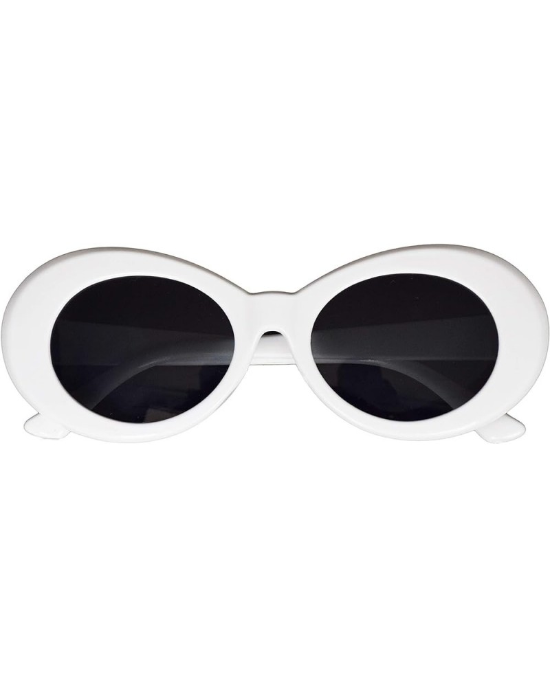 Bold Retro Oval Mod Thick Frame Sunglasses Round Lens Clout Glasses Goggles White $5.87 Oval