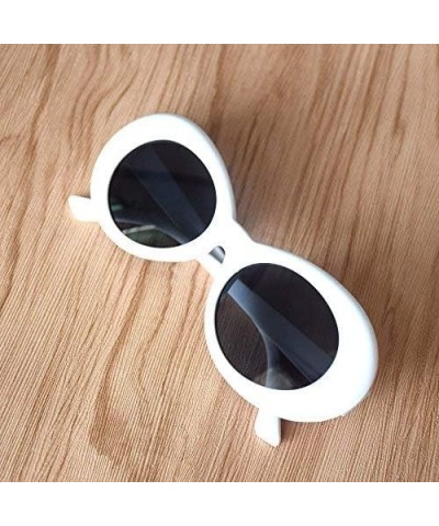 Bold Retro Oval Mod Thick Frame Sunglasses Round Lens Clout Glasses Goggles White $5.87 Oval