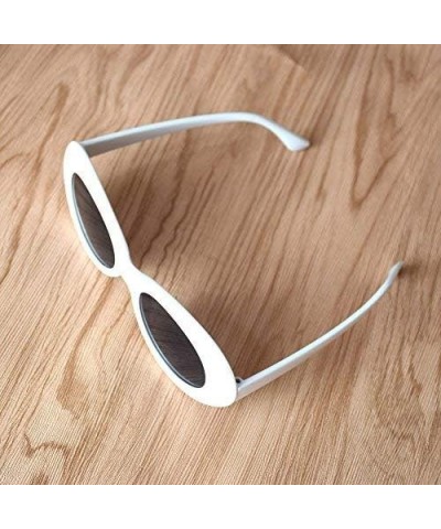 Bold Retro Oval Mod Thick Frame Sunglasses Round Lens Clout Glasses Goggles White $5.87 Oval