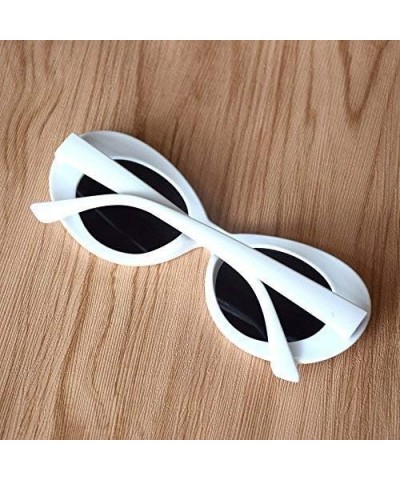 Bold Retro Oval Mod Thick Frame Sunglasses Round Lens Clout Glasses Goggles White $5.87 Oval