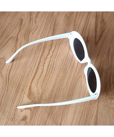 Bold Retro Oval Mod Thick Frame Sunglasses Round Lens Clout Glasses Goggles White $5.87 Oval