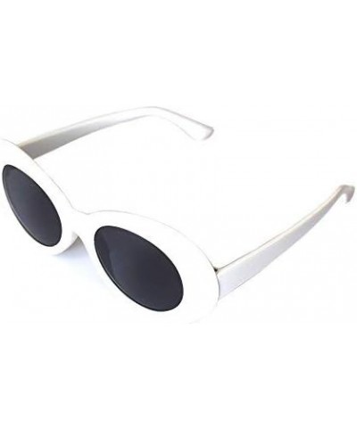 Bold Retro Oval Mod Thick Frame Sunglasses Round Lens Clout Glasses Goggles White $5.87 Oval