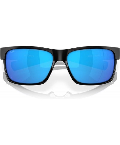 mens Half Moon Rectangular Sunglasses Shiny Black/Matte Black/Grey Blue Mirrored Polarized-580g $69.30 Rectangular