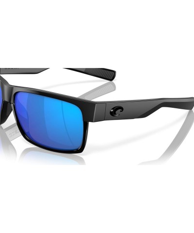 mens Half Moon Rectangular Sunglasses Shiny Black/Matte Black/Grey Blue Mirrored Polarized-580g $69.30 Rectangular