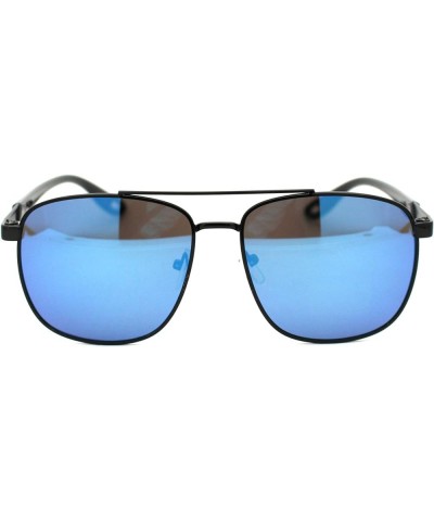 Xloop Mens Metal Rim Officer Style Rectangular Pilots Sunglasses Black Blue Mirror $10.23 Designer