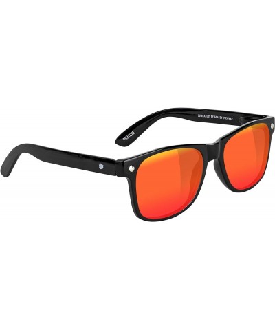 Men's Polarized Leonard Rectangle Sunglasses 100% UV Protected Black / Red Mirror $15.59 Rectangular