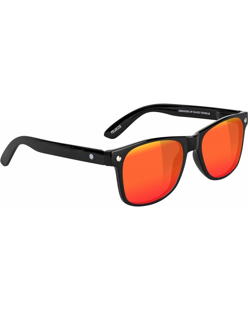 Men's Polarized Leonard Rectangle Sunglasses 100% UV Protected Black / Red Mirror $15.59 Rectangular