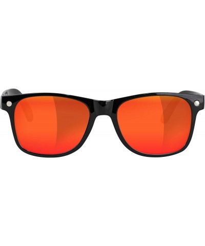 Men's Polarized Leonard Rectangle Sunglasses 100% UV Protected Black / Red Mirror $15.59 Rectangular