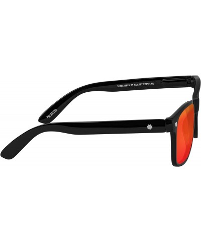 Men's Polarized Leonard Rectangle Sunglasses 100% UV Protected Black / Red Mirror $15.59 Rectangular