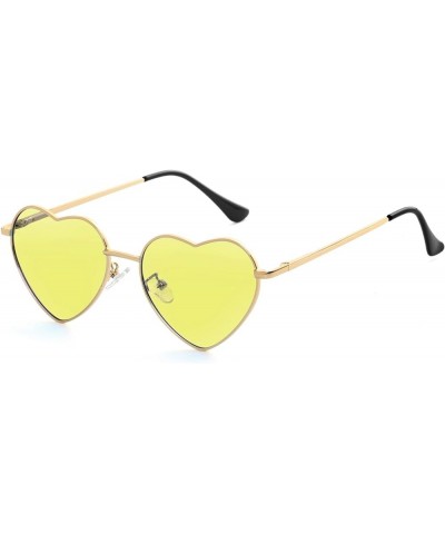 Polarized Heart Sunglasses for Women Metal Frame Fashion Lovely Style Sun Glasses UV400 Protection Gold/Yellow $8.83 Aviator