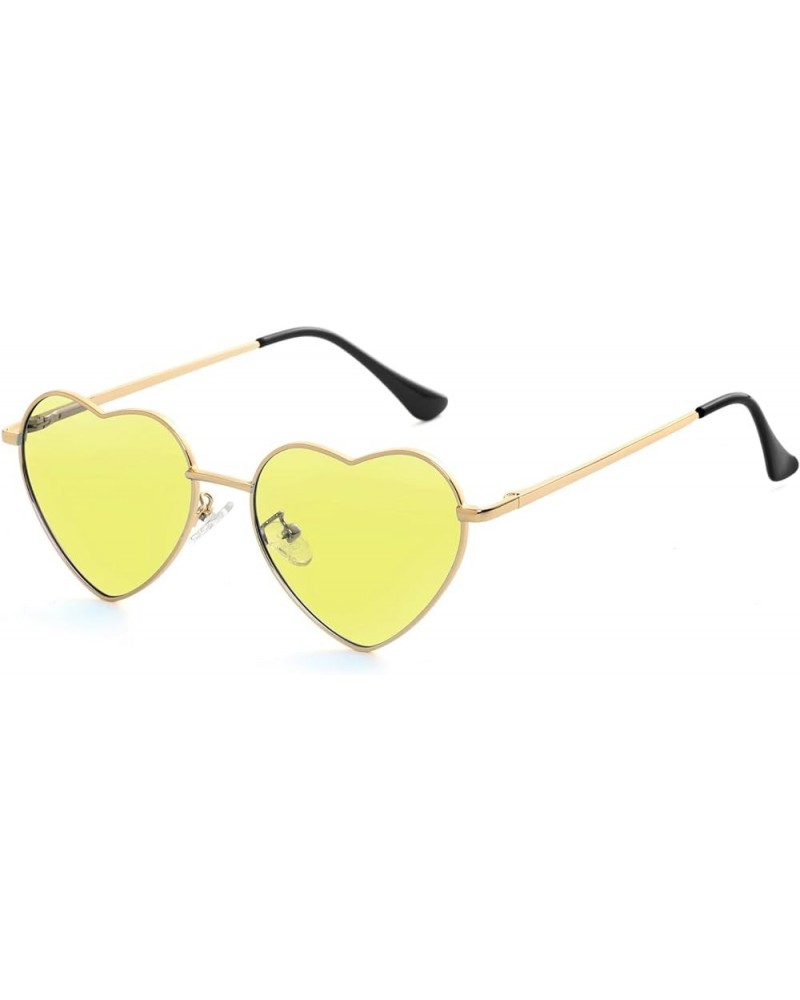 Polarized Heart Sunglasses for Women Metal Frame Fashion Lovely Style Sun Glasses UV400 Protection Gold/Yellow $8.83 Aviator