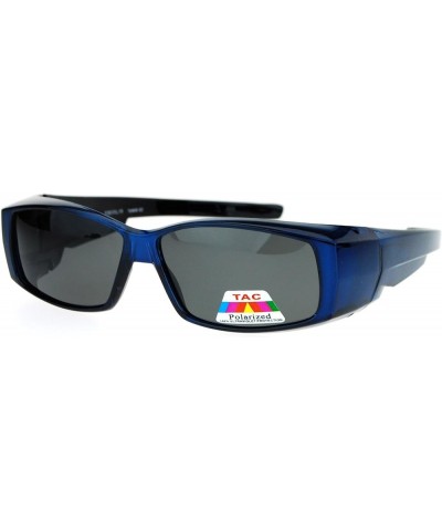 Unisex Polarized Rectangular 55mm Over the Glasses Fit Over Sunglasses Blue $10.59 Rectangular