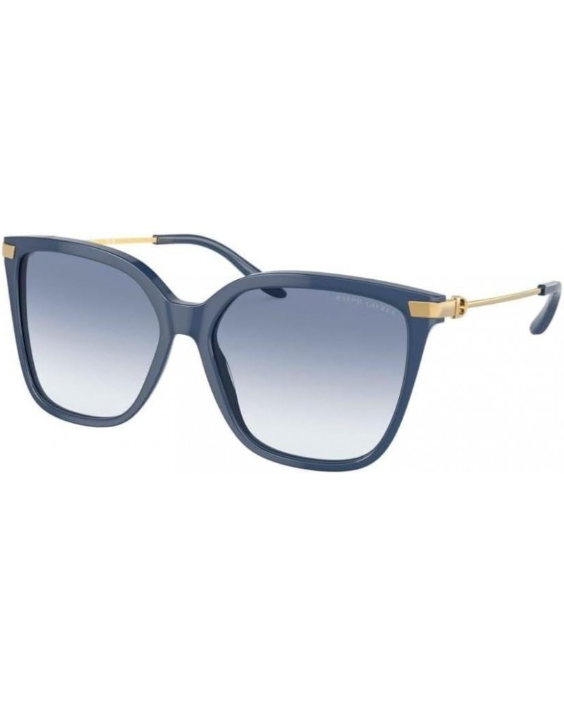 Woman Sunglasses Shiny Navy Opaline Blue Frame, Clear Gradient Light Blue Lenses, 57MM $46.03 Designer