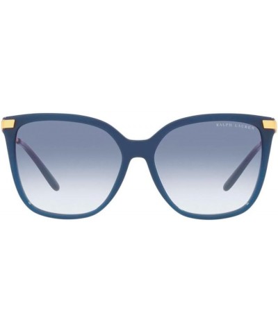 Woman Sunglasses Shiny Navy Opaline Blue Frame, Clear Gradient Light Blue Lenses, 57MM $46.03 Designer