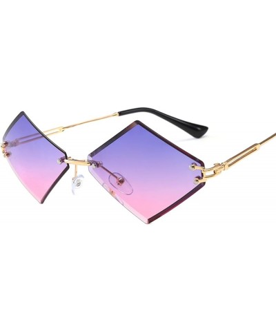 Diamond Shaped Rimless Women Sunglasses Outdoor Holiday Beach Fashion UV400 Sunglasses Gift D $15.34 Rimless