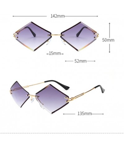 Diamond Shaped Rimless Women Sunglasses Outdoor Holiday Beach Fashion UV400 Sunglasses Gift D $15.34 Rimless