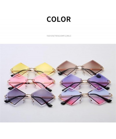 Diamond Shaped Rimless Women Sunglasses Outdoor Holiday Beach Fashion UV400 Sunglasses Gift D $15.34 Rimless