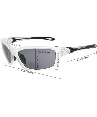 TR90 Sports Half-Rimless Bifocal Sunglasses Baseball Running Fishing Driving Golf Softball Hiking Readers (Pearly Silver, 1.2...