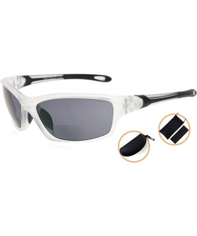 TR90 Sports Half-Rimless Bifocal Sunglasses Baseball Running Fishing Driving Golf Softball Hiking Readers (Pearly Silver, 1.2...