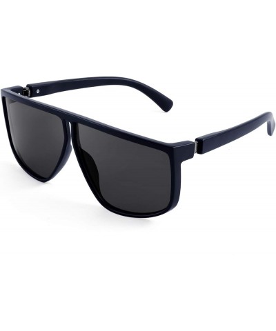 Square Oversized Sunglasses for Women Men Flat Top Fashion Shades B2669 Blue Frame/Grey Lens $9.66 Oversized