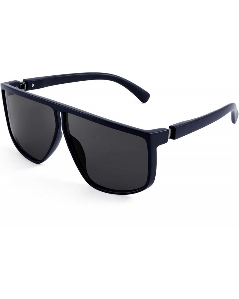 Square Oversized Sunglasses for Women Men Flat Top Fashion Shades B2669 Blue Frame/Grey Lens $9.66 Oversized