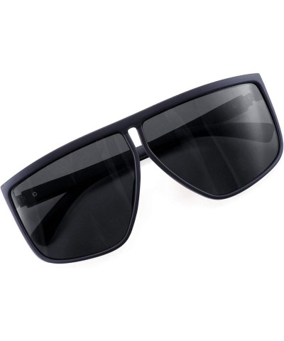 Square Oversized Sunglasses for Women Men Flat Top Fashion Shades B2669 Blue Frame/Grey Lens $9.66 Oversized