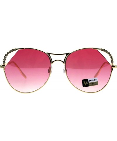 Womens Rhinestone Iced Jewel Horn Metal Rim Butterfly Sunglasses Gold Pink $10.05 Butterfly