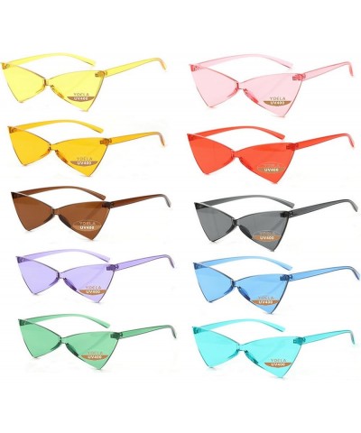 OLIN Triangle Thick Rimless Sunglasses One Piece Colored Transparent glasses For Women and Men Ten Color $6.78 Rimless