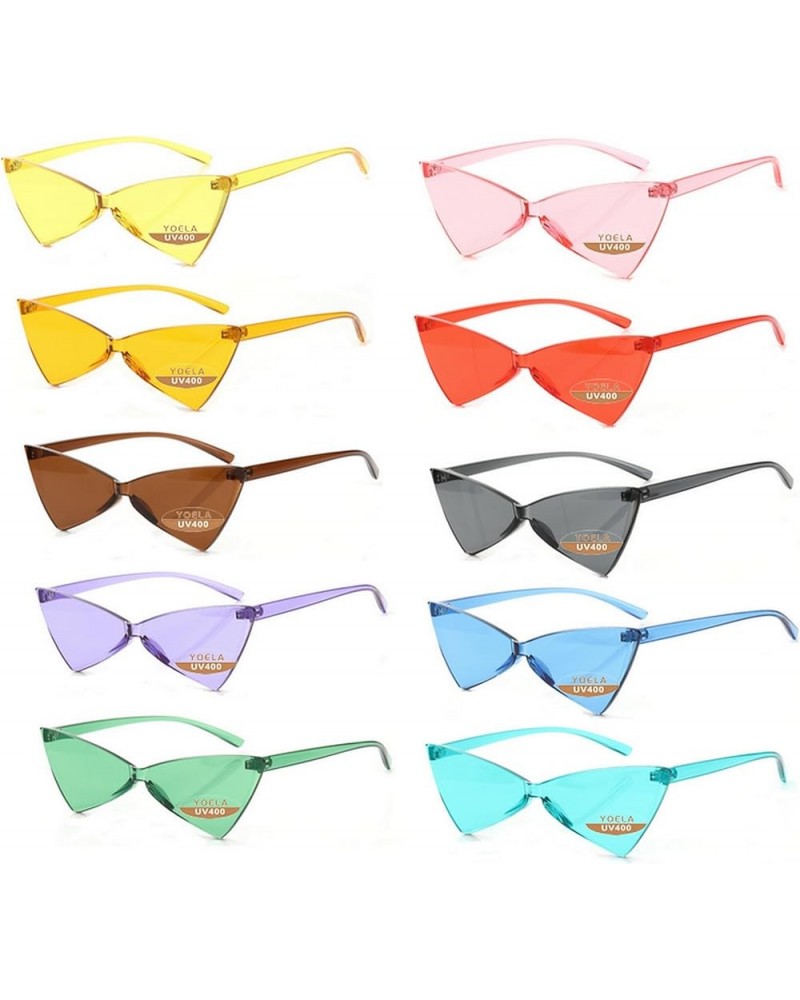 OLIN Triangle Thick Rimless Sunglasses One Piece Colored Transparent glasses For Women and Men Ten Color $6.78 Rimless