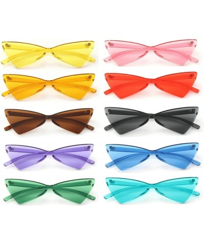 OLIN Triangle Thick Rimless Sunglasses One Piece Colored Transparent glasses For Women and Men Ten Color $6.78 Rimless