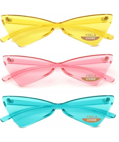 OLIN Triangle Thick Rimless Sunglasses One Piece Colored Transparent glasses For Women and Men Ten Color $6.78 Rimless