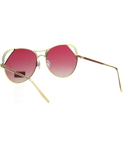 Womens Rhinestone Iced Jewel Horn Metal Rim Butterfly Sunglasses Gold Pink $10.05 Butterfly