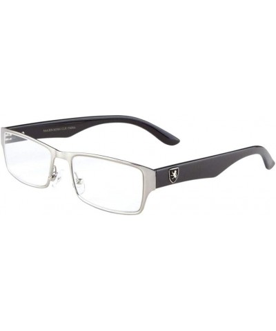 Thick Temple Clear Lens Rectangular Frame Sunglasses Silver $13.20 Wayfarer