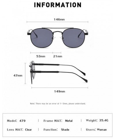 Retro Metal Round Frame Men and Women Fashion Sunglasses Outdoor Holiday Street Shooting Decorative Sunglasses (Color : D, Si...