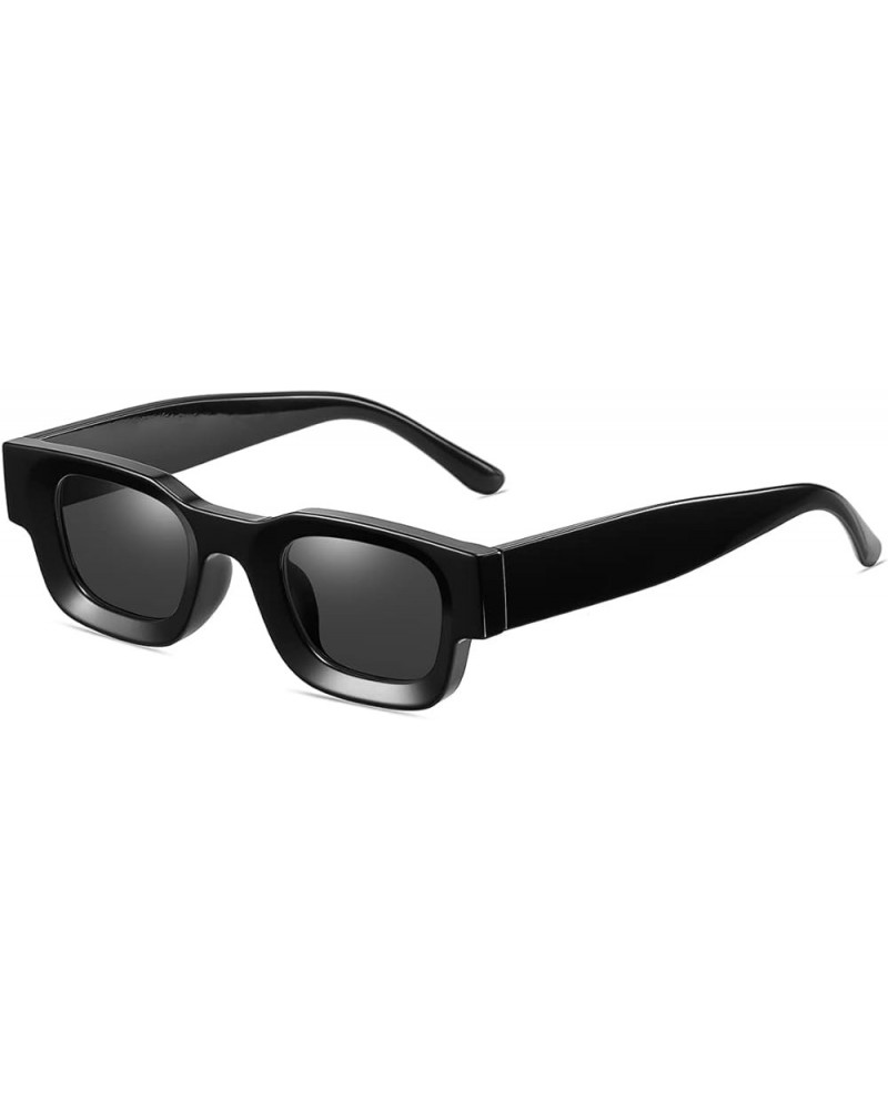 Polarized Square Sunglasses for Women Men Trendy Chunky Rectangle Sunglasses Black Shades (51MM) Black 0 $9.53 Square