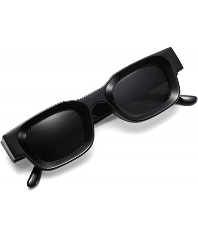 Polarized Square Sunglasses for Women Men Trendy Chunky Rectangle Sunglasses Black Shades (51MM) Black 0 $9.53 Square