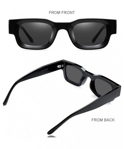 Polarized Square Sunglasses for Women Men Trendy Chunky Rectangle Sunglasses Black Shades (51MM) Black 0 $9.53 Square