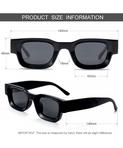 Polarized Square Sunglasses for Women Men Trendy Chunky Rectangle Sunglasses Black Shades (51MM) Black 0 $9.53 Square