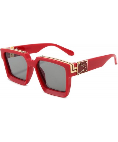 Square Sunglasses for Women Men Chunky Rectangle Frame UV400 Protection Sunglasses AM098 Red/Grey $6.88 Square