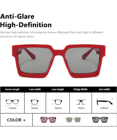 Square Sunglasses for Women Men Chunky Rectangle Frame UV400 Protection Sunglasses AM098 Red/Grey $6.88 Square