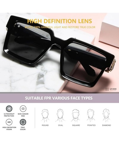 Square Sunglasses for Women Men Chunky Rectangle Frame UV400 Protection Sunglasses AM098 Red/Grey $6.88 Square