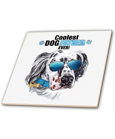 English Setter for The Dogfather on Fathers Day in Cool Sunglasses - Tiles (ct-381587-2) 6-Inch-Glass $16.19 Designer