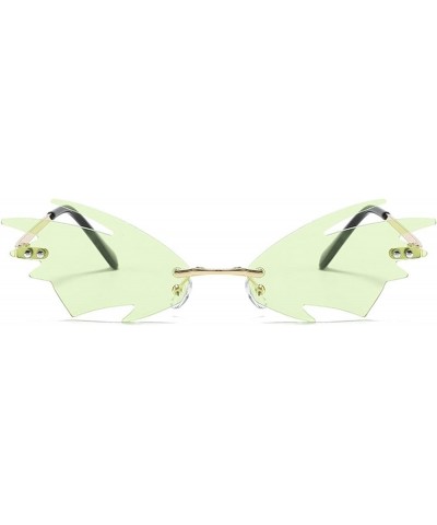 Small Flame Rimless Sunglasses Retro 90s Tinted Frameless Rave Party Halloween Sunglasses for Women Men UV400 Green $9.69 Frame