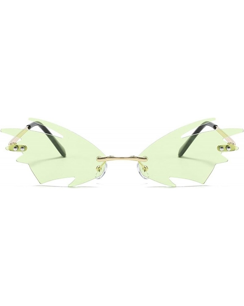 Small Flame Rimless Sunglasses Retro 90s Tinted Frameless Rave Party Halloween Sunglasses for Women Men UV400 Green $9.69 Frame