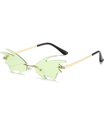 Small Flame Rimless Sunglasses Retro 90s Tinted Frameless Rave Party Halloween Sunglasses for Women Men UV400 Green $9.69 Frame