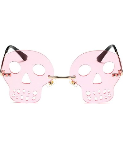 Fashion Rimless Skull Shape Sunglasses Women Funny Halloween Party Rave Y2K colourful geometry Sun Glasses Men Pink $9.09 Hex...