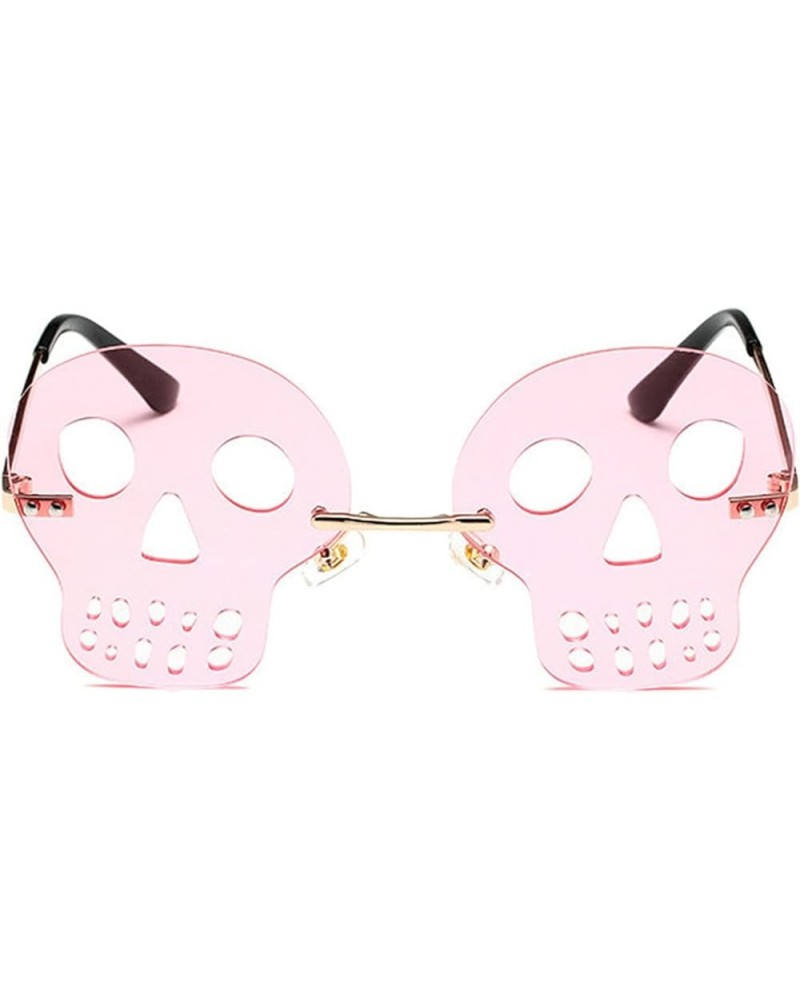 Fashion Rimless Skull Shape Sunglasses Women Funny Halloween Party Rave Y2K colourful geometry Sun Glasses Men Pink $9.09 Hex...