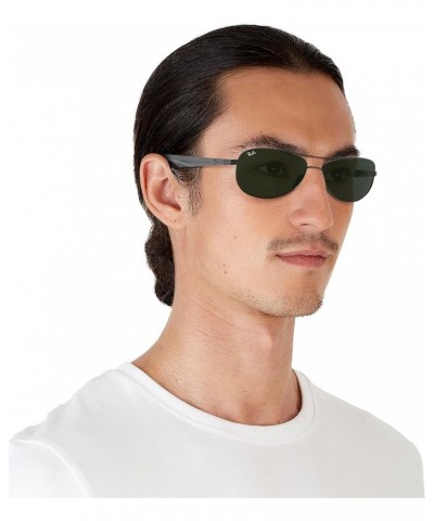 Men's Rb3526 Aviator Sunglasses Matte Black/Dark Green $67.68 Aviator