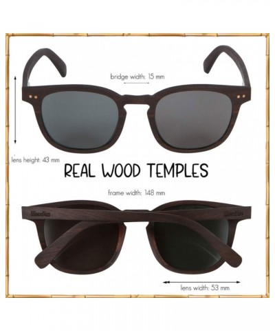 Vintage Ebony One Bridge Polarized Black Sunglasses | FREE Wooden Gift Box | 100% UVA/UVB Ray Protection $18.40 Pilot